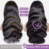 30 Inch 13x6 Body Wave Lace Front Wigs Human Hair 200 Density HD Lace Front Wigs Human Hair Pre Plucked Brazilian Virgin Wigs Human Hair for Women Glueless Lace Frontal Wig Natural Black Body Wave Wig