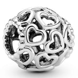 PANDORA Hearts All Over Charm - Openwork Heart Design - Hand-Finished - Jewelry for Women with Gift Box - Compatible Moments Charm Bracelets - Sterling Silver