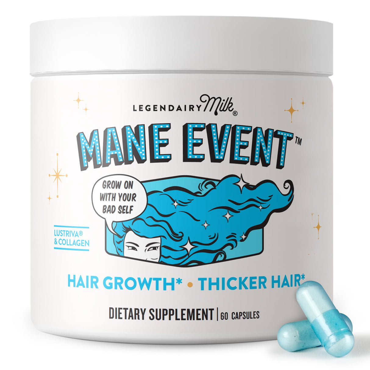 Legendairy Milk Mane Event™ - Hair Skin and Nails Vitamins with Collagen Peptides, Biotin & Lustriva® - Hair Vitamins for Women - Supplement Promotes Hair Growth for Thicker & Fuller Hair