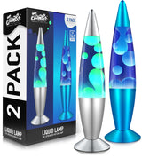 JAMBO 2 Pack- 16" Beautiful Lamp- Blue with Yellow/Green Wax and Purple with Pink Wax, Relaxing Liquid Lamp, Night Light Nightlight, Lamps for Adults Teens Kid