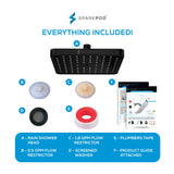 SparkPod Shower Head - High Pressure Rain - Premium Quality Luxury Design - Easy Clean Adjustable Replacement for Your Bathroom Shower Heads (Midnight Black Matte, 8 Inch Square)