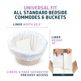 Lunderg Commode Liners with Absorbent Pads - Lavender Scent Medical Grade 50 Count Universal Fit - Disposable Bedside Commode Liners and Pads for Adult Chairs, Portable Buckets & Camping Toilet Bags