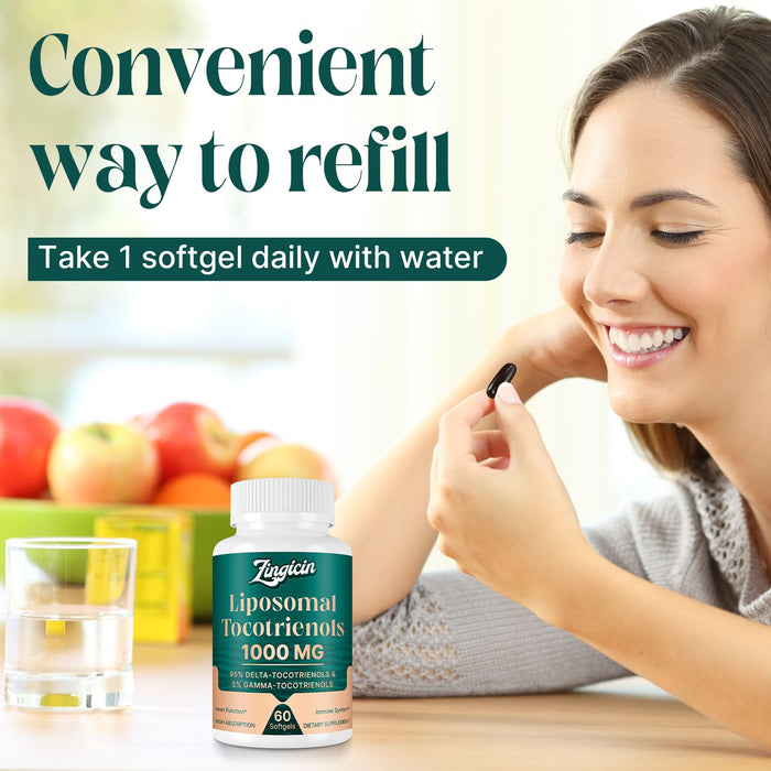 Vitamin E Tocotrienols - Liposomal Tocotrienols Supplement 1000mg, Highly Absorbable Delta Tocotrienol and Gamma Tocotrienol for Cardiovascular, Bone Health, and Antioxidant Support, 120 Softgels