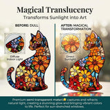 Cat Stained Glass Window Hanging Ornament Gift for Cat Lovers Mom 8 Inch