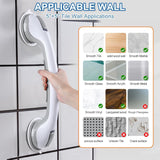 Grab Bars for Bathtubs and Showers, 2 Pack Shower Handle 16 Inch Strong Suction Shower Bar, Safety Bars for Shower Chair, Bathroom Grab Bar for Senior (Gray White)