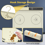 Food Warming Mat with 3-Zone Heating Mode, Redagod Electric Warming Tray with 9 Temperature & 8 Timer Settings, Hook and Roll Up Storage, Portable Countertop Food Heating Mat for Home Daily Use, Beige