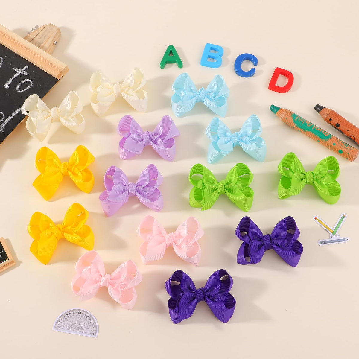 YHXX YLEN 80PCS 3Inch Hair Bows for Girls Grosgrain Ribbon Toddler Hair Bow