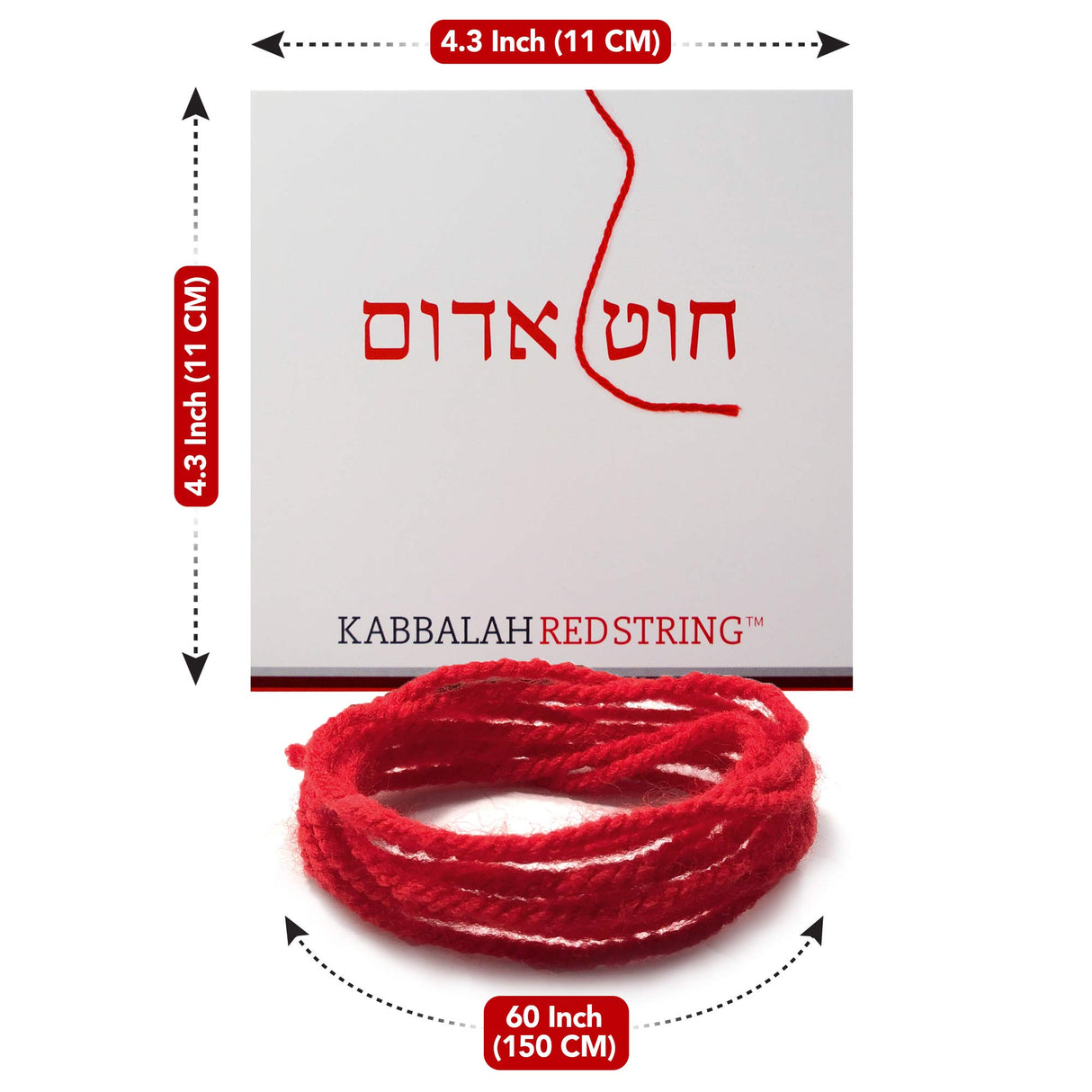 The Original Kabbalah Red String Bracelet from Israel - 60" Wool Cord for Spiritual Protection with Blessing, Prayer & Instructions (For Adults) for up to 7 Evil Eye Protection Bracelets