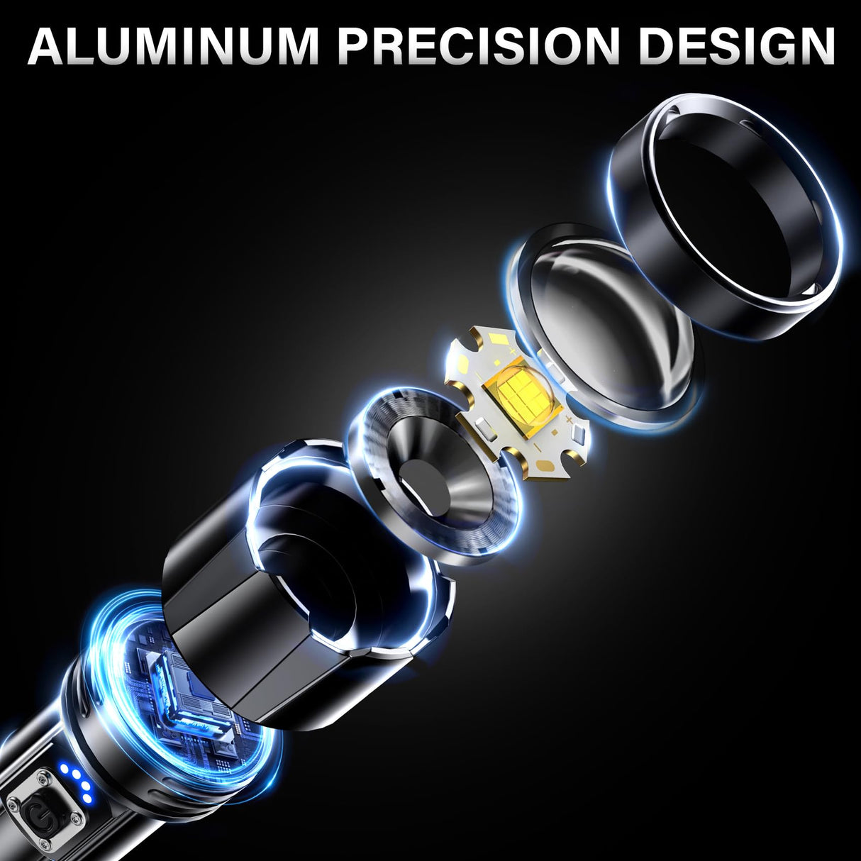 AKNEAR Rechargeable LED Flashlight 99000 High Lumens, Super Bright Flashlights with Zoomable & USB C Rechargeable & 5 Light Mode & IPX7 Waterproof, Powerful Flash Light for Home, Hiking, Camping