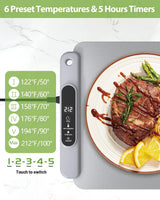 Food Warming Mat Electric Tray: YTLAD Silicone Heating Pad with 6 Level Adjustable Temperature and 5 Hours Timer & Family Lock, Foldable Food Warmers for Parties, Daily Use (Grey, 25.6" x 15.55")