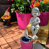 Goodeco Fisherboy Statue Garden Decor - 11" Little Fishing Guy for Koi Pond or Waterfalls, Poolside Statue with Glow in Dark Pebbles Included, Great Gifts for Mom, Women or Birthdays, Gift Ideas