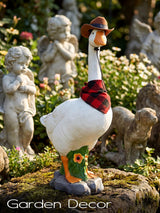 LarpGears Premium Adjustable Large Porch Goose Statue – 23” Realistic Hollow Plastic Garden Goose with Removable Cowboy Hat & Bandana, Stone Base with Sand-Fillable Design for Outdoor Stability