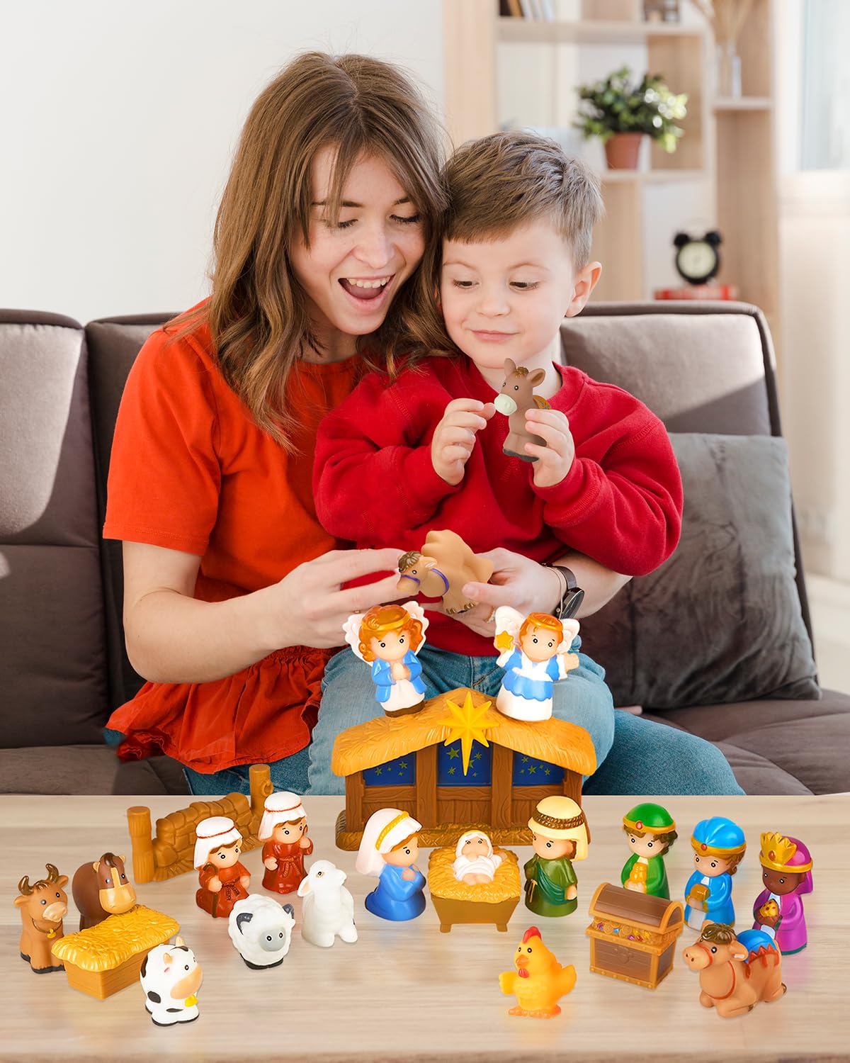 Nativity Set for Kids, Toddlers, Children, Christmas Story 25 Piece Sets & Figures Nativity Scene for Little Girls Boys Ages 1 2 3 4 5 6+ at Home, Sunday School, Soft Material Baby Bath Toys Playset