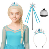 Probeauty Long Blonde Braided Wig for Girls Princess Cosplay, Kids Costume Wig with Magic Wand Crown for Halloween Christmas Birthday Party