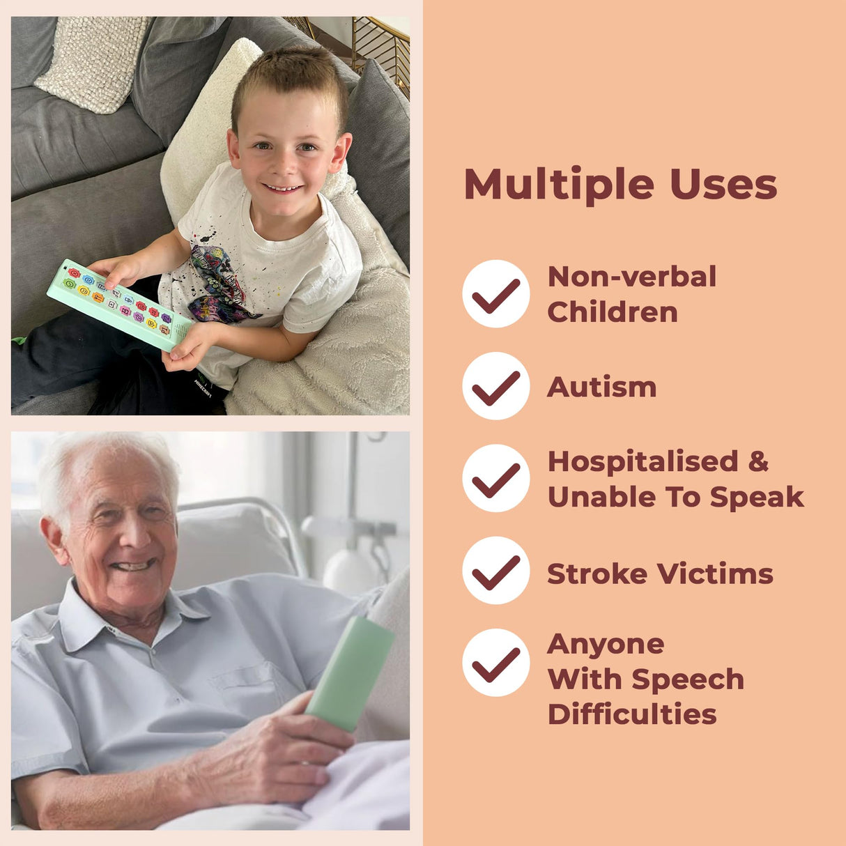 AAC Device for Autism & Speech Therapy. Non Verbal Communication Tools for Kids & Adults. Programmable AAC Communication Device. Alternative to Autism Communication Cards & PECS Cards for Autism