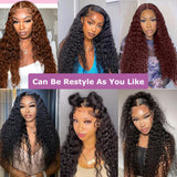 200 density 13x6 deep wave lace front wigs human hair HD Lace Curly Wigs for Black Women Pre Plucked with Baby Hair 13x6 HD Frontal Human Hair Lace Front Wigs for Women (13x6 Deep Wig, 30 Inch)