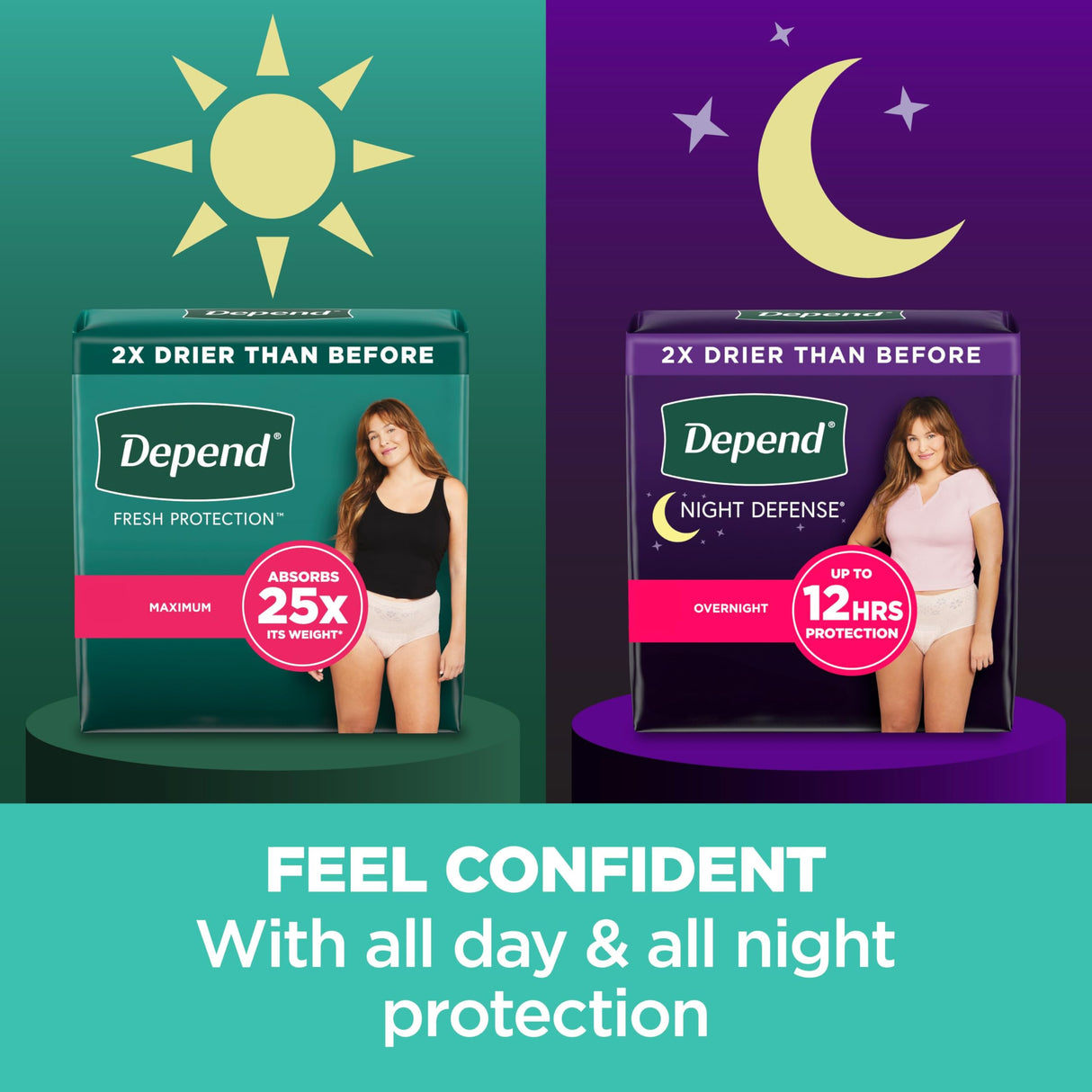 Depend Night Defense Adult Incontinence & Postpartum Bladder Leak Underwear for Women, Disposable, Overnight, Large, Blush, 22 Count, Packaging May Vary