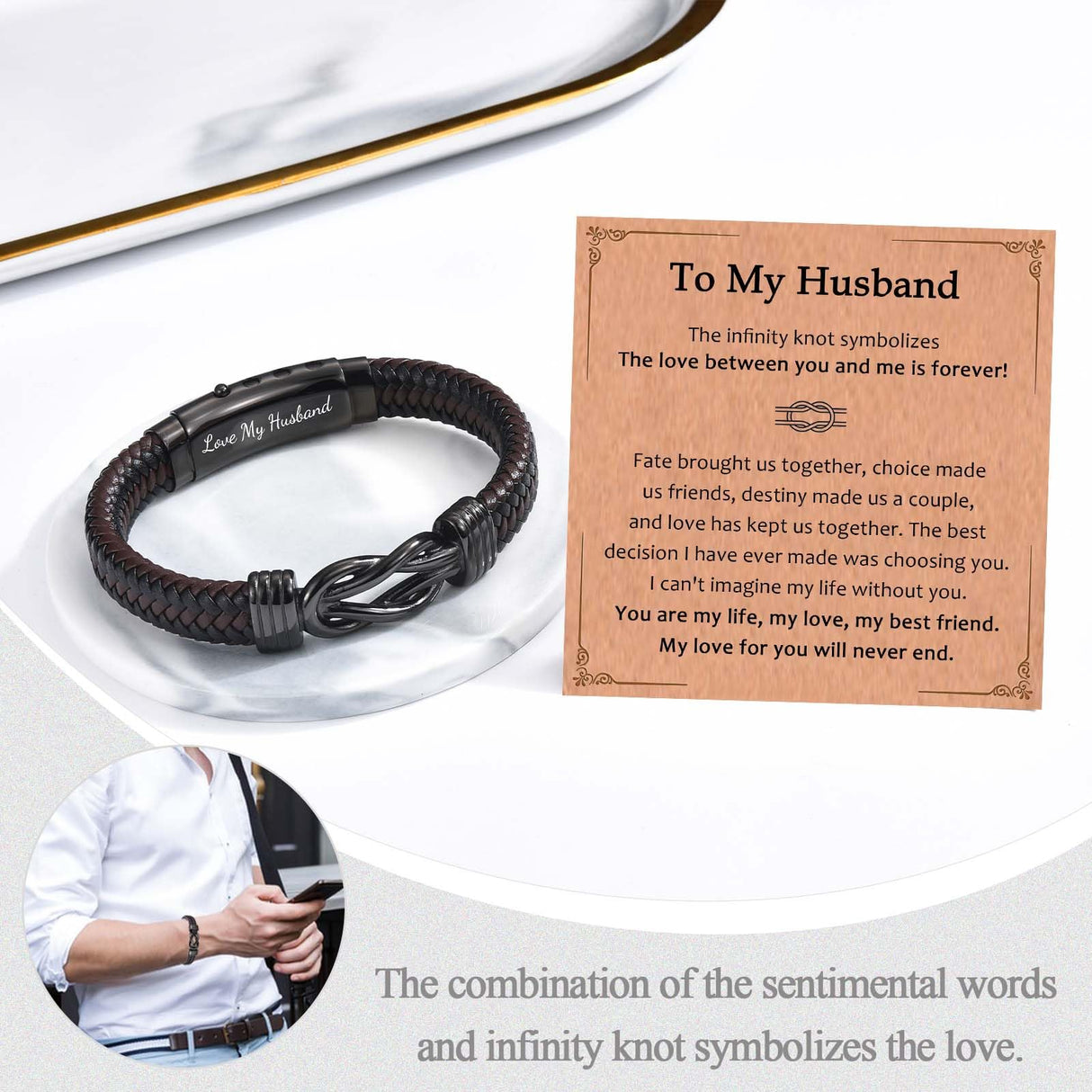 EFVISD Gift for Husband from Wife, Husband Bracelet for Him Men