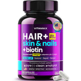 Biotin | Collagen | Keratin Booster with Hyaluronic Acid - Thicker Hair Growth, Healthy Skin & Stronger Nails Supplement – Extra Strength - Multi Vitamin B Complex - Women & Men - Made in USA - 60ct