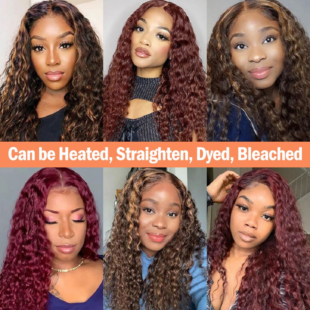 12A Deep Wave Human Hair Bundles 22 24 26 Inch Brazilian Deep Wave Curly Bundles Human Hair 100% Unprocessed Virgin Remy Wet and Wavy Hair Weave Natural Black