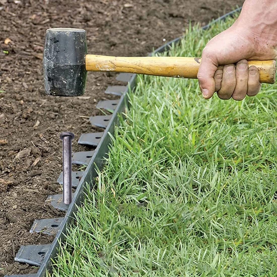 WOWCASE 12 Inch Metal Edging Spikes,10 Pcs Heavy Duty Solid Metal Landscaping Spike, Anchoring Spike Nails for Paver Edging, Weed Barrier, Artificial Turf Etc. (10)