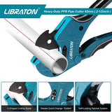 Libraton PVC Pipe Cutter, Up to 2-1/2", Ratchet Pipe Cutter Heavy-Duty, Pex Cutting Tool for Cutting PEX, PVC, PPR Plastic Hoses and Plumbing Pipe