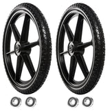 Jinleader 2 PCS 20" PU Flat Free Tire with 3/4'' and 5/8'' Bearings, Non-inflated Tires and Wheels, 20x2 Inch Wheel for Wheelbarrow, Carts, Garden Trailers