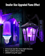 LeiNetfor Upgraded LED Purple Flame Light Bulbs - Halloween Decorations Outdoor Light Bulbs,E26/E27 Base Christmas Purple Flickering Light Bulbs Outdoor, 4W LED Flame Bulbs Lights (4 Pack)