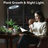 GTRUIIDY Desktop Grow Light, Full Spectrum Plant Light with Timer, Height Adjustable Halo Grow Lamp for Indoor Plants, 3 Lighting Modes for Seedlings & Succulents, White