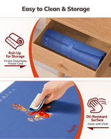 Laudlife Electric Warming Mat for Food, Roll-Up Silicone Heating Pad with 7 Adjustable Tempmaster Levels, Foldable Warming Tray for Countertop,Buffet Party, Kitchen & Home, Child Lock, Dark Bule