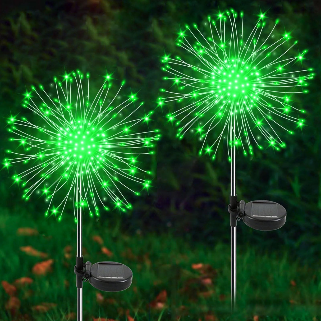 YaaFen Solar Garden Lights Outdoor, 2 Pack 120 LED Twinkling Firework Lights Decorative with 2 Modes, Outdoor Waterproof Solar Starburst Light for Outside Yard Pathway Garden Decor, Green
