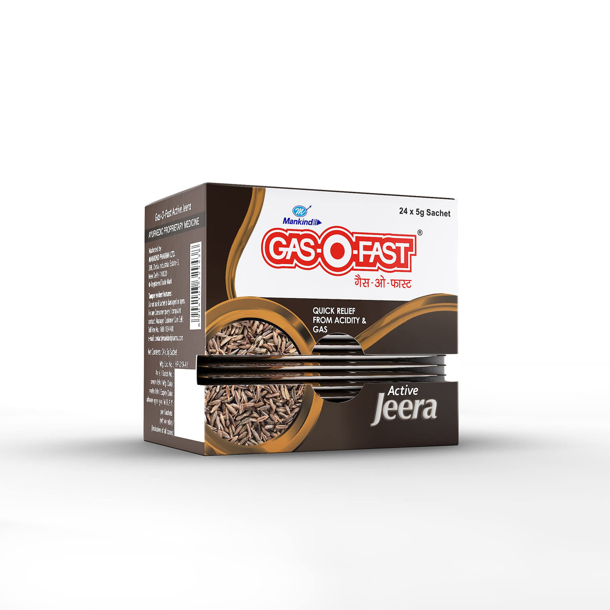 MANKIND CONFETTIWOW Mankind Gas-O-Fast for Relieving Acidity, Active Jeera- 5 g Sachet (Pack of 24)