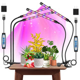 Garpsen Grow Lights for Indoor Plants, 2PCS 2 Heads Full Spectrum Led Grow Lights for Seed Starting, 80 LEDs Plant Grow Light, with Auto ON/Off 6/12/16H Timer, 5 Dimmable Levels (460nm/660nm/3000K)