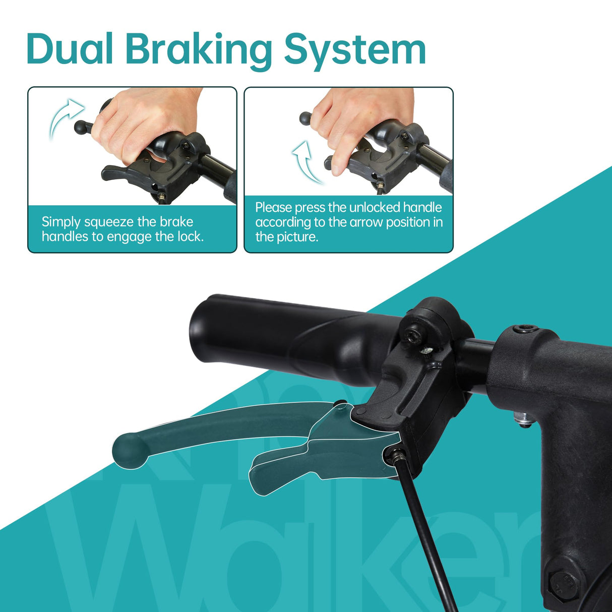 ELENKER Knee Scooter with Basket Dual Braking System for Ankle and Foot Injured Bright Black