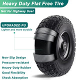 Kavedodu 12'' Flat Free Tires Rubber Replacement Solid Tire and Wheel Assemblies for Hand Trucks Garden Cart Wheelbarrow - 3.5”Wide Polyurethane Tires 2.1 Hub with 5/8 Inch Axle Borehole (410/350-6)