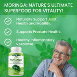 Pack of 3 PURA VIDA MORINGA Capsules Single Origin Organic Moringa Powder. Moringa Leaf. Energy, Metabolism, & Immune Support. 120ct. 500mg Caps. (Pack of 3)