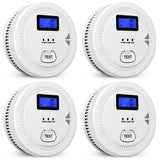 4-Pack,Smoke and Carbon Monoxide Detector,2 in 1 CO & Smoke Alarm,Carbon Monoxide Detectors,Smoke Detector,85dB in Alarm,LCD Screen,Easy to Install