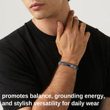 FINZOR 6Pcs Hematite Bracelet for Men Large Size Natural Stones Handmade Bracelets - Reignites Masculine Energy Male Healing Beaded Bracelets for Men Inspirational Easter Gifts A