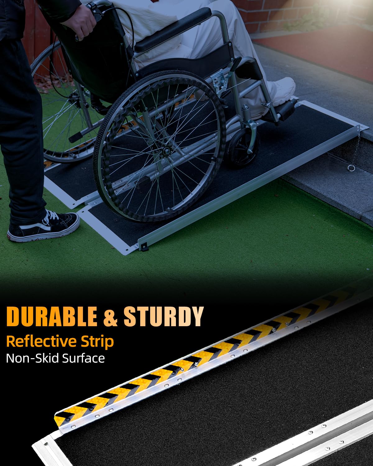 VNN Portable Wheelchair Ramp 4FT, Non-Slip Aluminum Folding Handicap Ramp, Door Threshold Wheelchair Ramps for Home, Wheel Chair Ramp for Home Steps, Scooter Ramp, Doorways