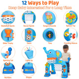 KIZZYEA Toys for 1 2 3 Years Old Boys Girls, Toddler Basketball Hoop & Soccer Goal, Montessori Toy, Interactive Musical Sports Toys with Light, Christmas Birthday Gifts for Baby Kids Age 12-18 Months