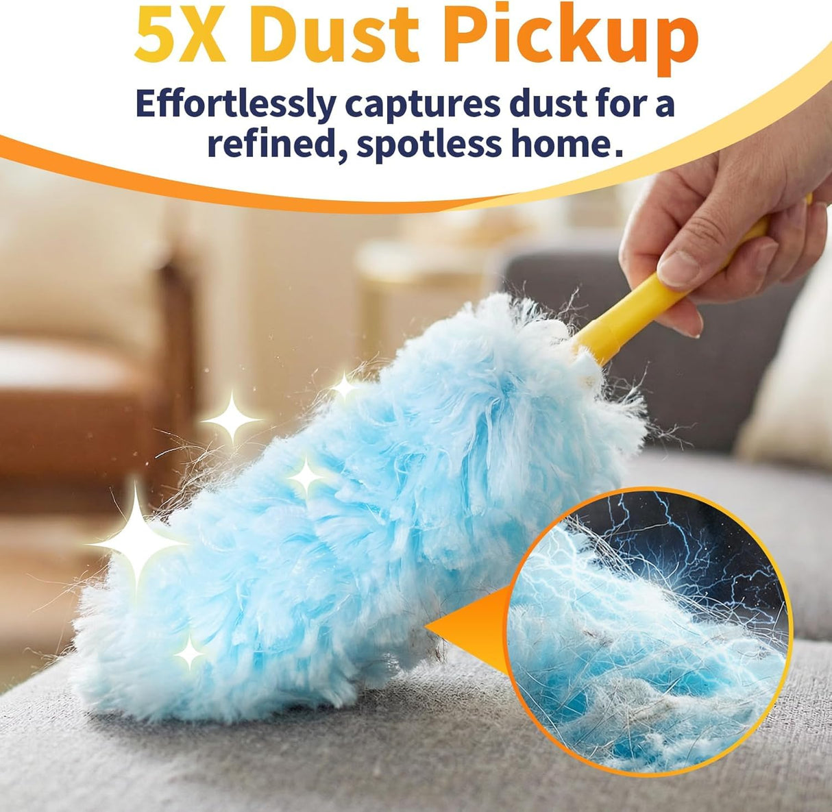 30 Count Duster Refills for Swiffer Duster with Extension Pole, Multisurface 360 Dusters with 3ft and 1 Short Handle, Disposable Dusters for Cleaning Furniture Blinds Fans Wall (Storage Bag Included)