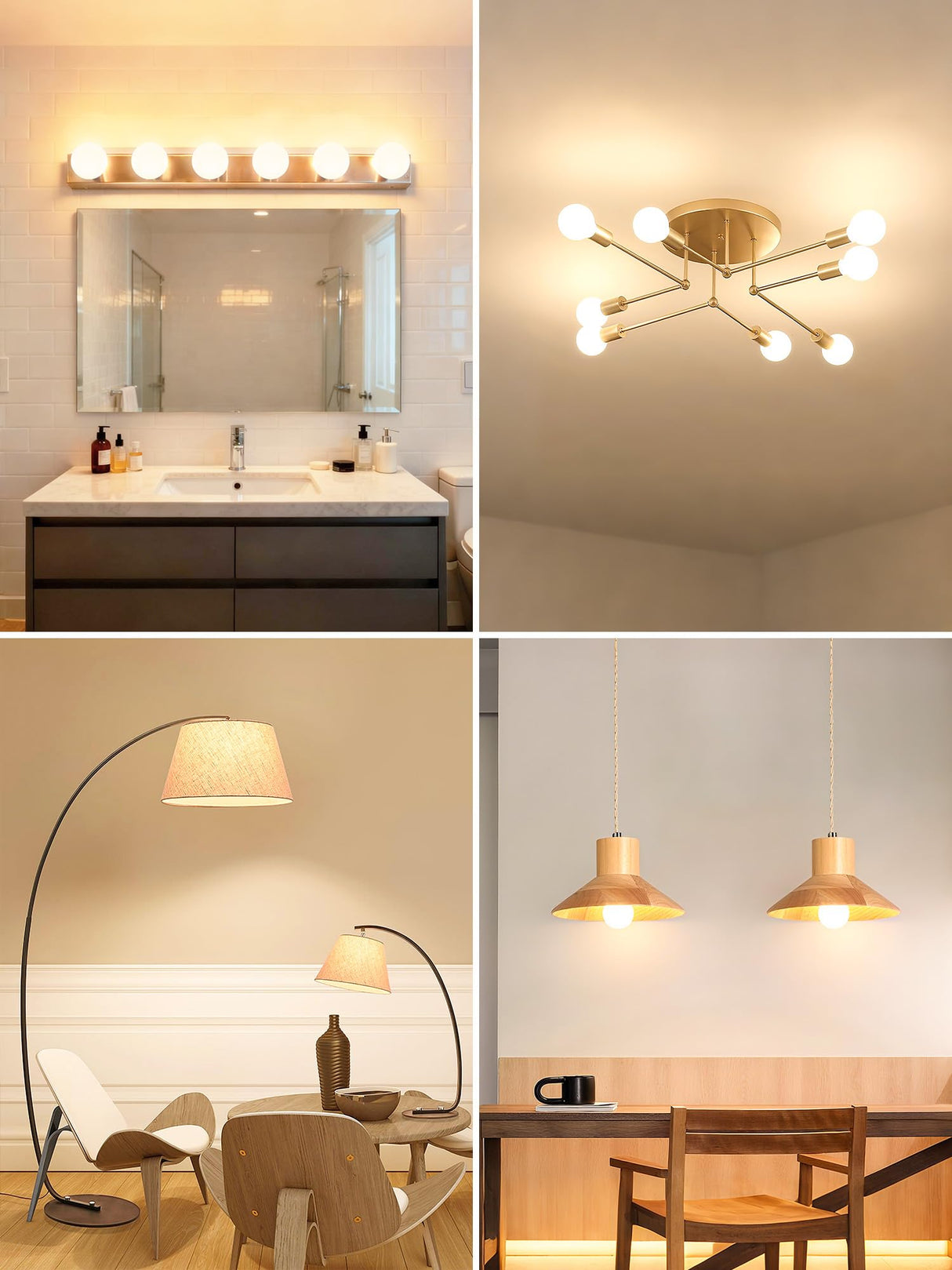 TJOY G25 LED Globe Light Bulbs, Vanity Light Bulb for Bathroom 40W Equivalent, 2700K Soft Warm White E26 Base, Round Decorative Bulb for Vanity Makeup Mirror, CRI85+, 450LM, Non-Dimmable, UL, 4 Pack
