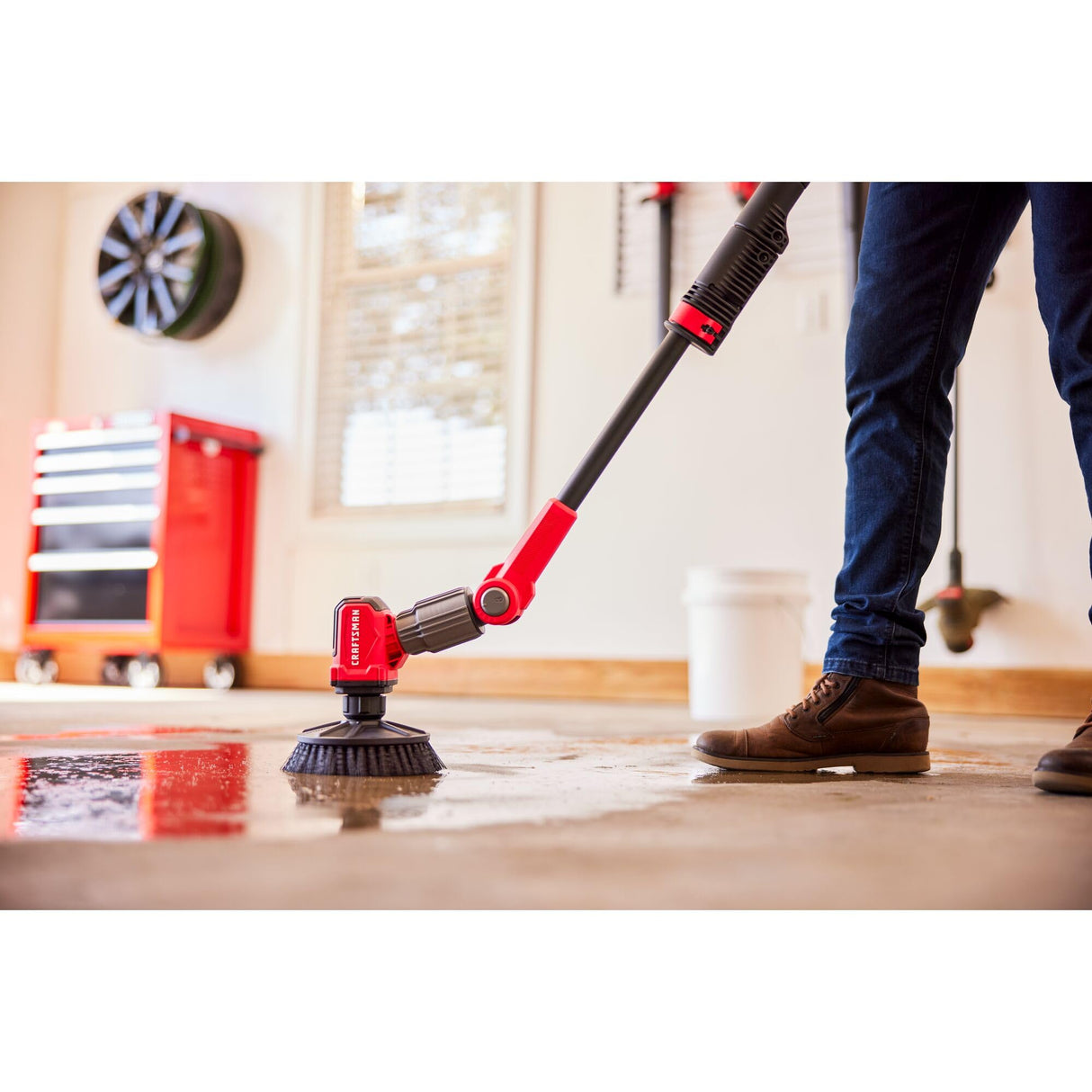 CRAFTSMAN V20 Cordless 2-in-1 Power Scrubber Kit, Multi-Purpose, Includes Bristle Brush, 2Ah Battery, V20 Battery Charger, and 60.5 in. Telescoping Pole (CMCPS520D1)