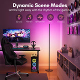 Bright LED RGB+IC Corner Floor Lamp with App, Remote Control Obsidian Black