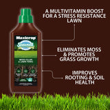 Maxicrop 86600258 Moss Killer & Lawn Tonic, 1L - Fast Acting 2-in-1 Moss Killer and Lawn Re-Growth Tonic - with Natural Seaweed Extract - Improves Lawn Health and Strong Rooting - Garden Care