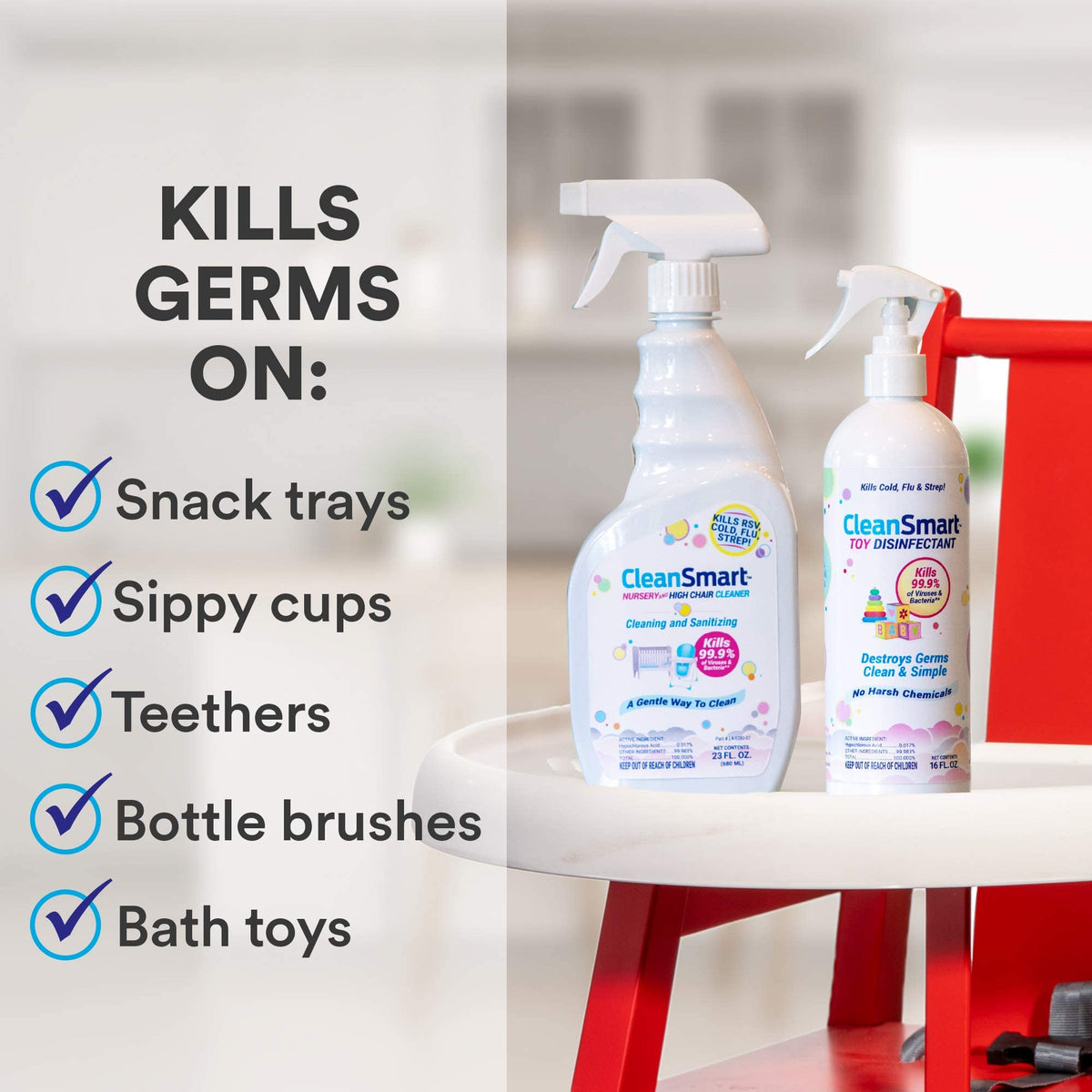 CleanSmart Toy Disinfectant, Hypochlorous Acid Spray, 16 oz (2 pack)