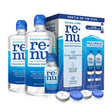 Renu Contact Lens Solution, Advanced Formula, Multi-Purpose Solution with Lens Case, Gently Cleans, Disinfects, Moisturizes & Hydrates Soft Lenses, 16 Fl Oz (Pack of 2) + Travel Size 2 Fl Oz