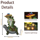 SAMPU CRAFT Solar Powered Turtle & Frog Garden Statue with LED Lights10.8IN