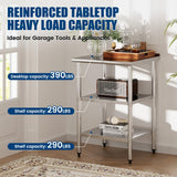Chingoo Stainless Steel Work Table 24x24 Inch with 2 Adjustable Undershelves & Backsplash, Heavy-Duty Prep Table for Commercial Kitchen, Restaurant, Garage, Outdoor