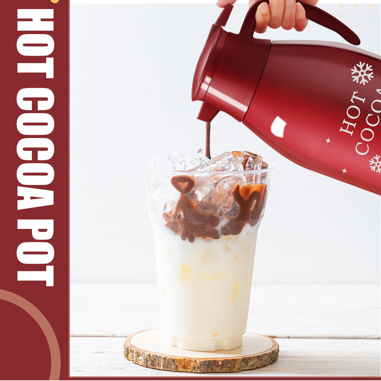 LemonRoad 1 Pcs 68 oz Hot Chocolate Drink Dispenser Red Cocoa Drink Dispenser for Keeping Christmas Hot Cocoa Bar Supplies for Chocolate Party Favors Supplies